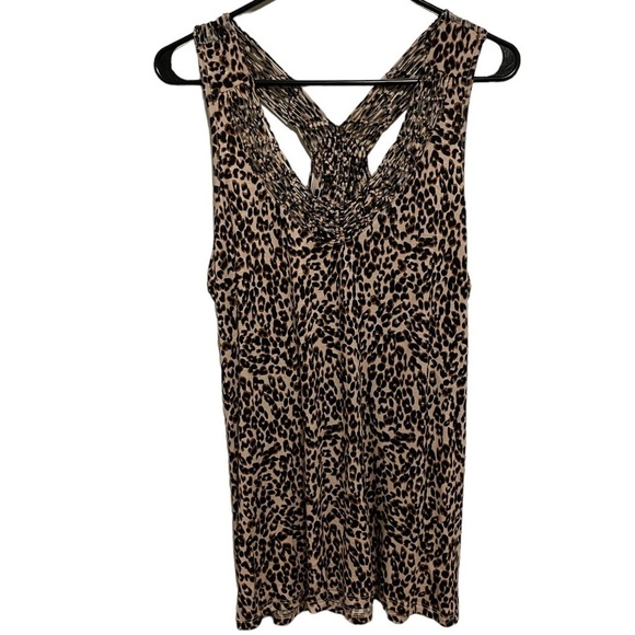 Maurices NWT Leopard Print Macrame Back Sleeveless V Neck Tank Top Size Large - Picture 1 of 4